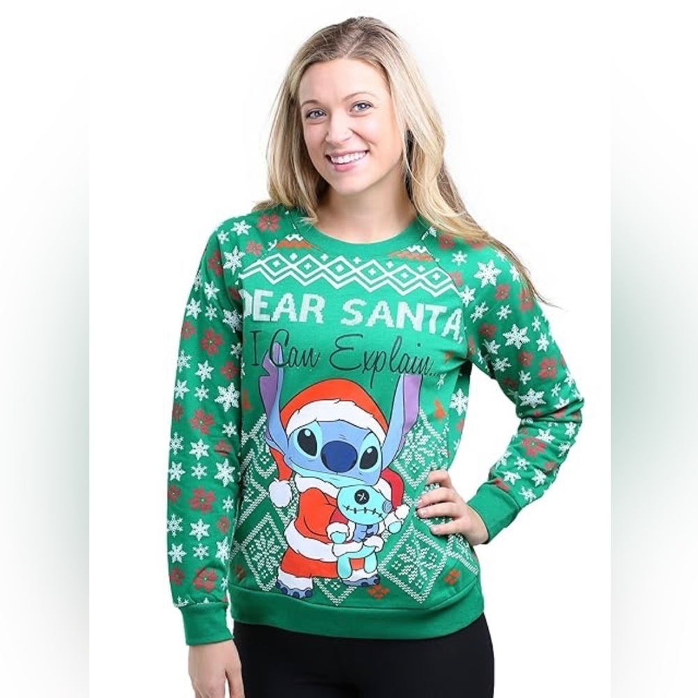 Disney stitch all over ugly Christmas sweater